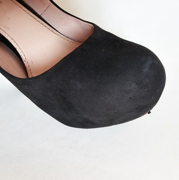 Miu Miu Black Suede Glitter Sole Mary Jane Heels, Size 38 - Picture 12 of 12